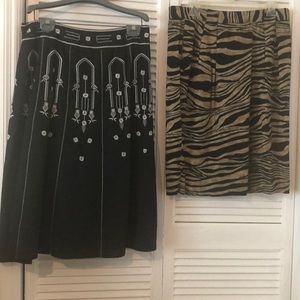 Embroidered and Leopard Print Skirts- Size 10